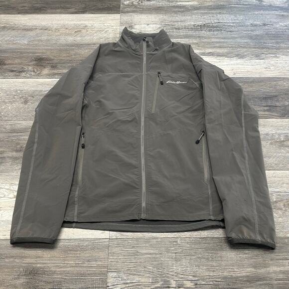 Eddie Bauer First Ascent Gray White Mens M Full Zip Nylon Stretch Spandex Jacket - Picture 1 of 12